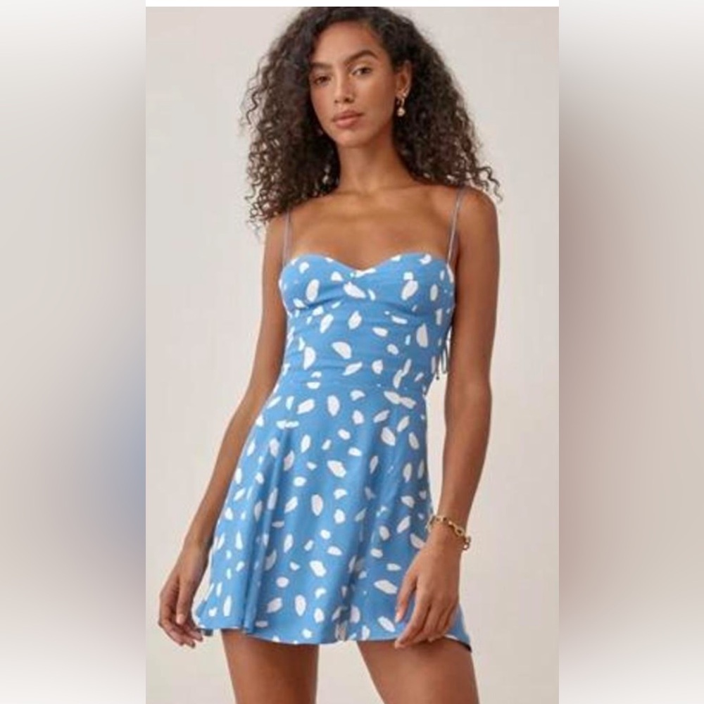 Blue and White Spaghetti Strap Dress